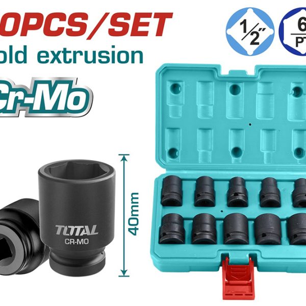 TOTAL ΣΕΤ ΚΑΡΥΔΑΚΙΑ ΑΕΡΟΣ ΕΞΑΓΩΝΑ ΜΑΥΡΑ 1/2″ 10ΤΕΜ (THISTD12101)