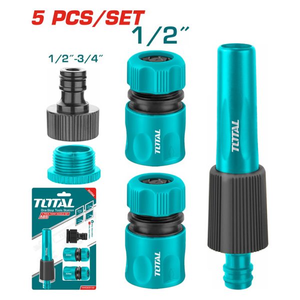 TOTAL ΣΕΤ ΑΥΛΟΣ ΜΕ ΤΑΧΥΣΥΝΔΕΣΜΟΙ ΝΕΡΟΥ 1/2″ 5 ΤΕΜ (THHCS05122)
