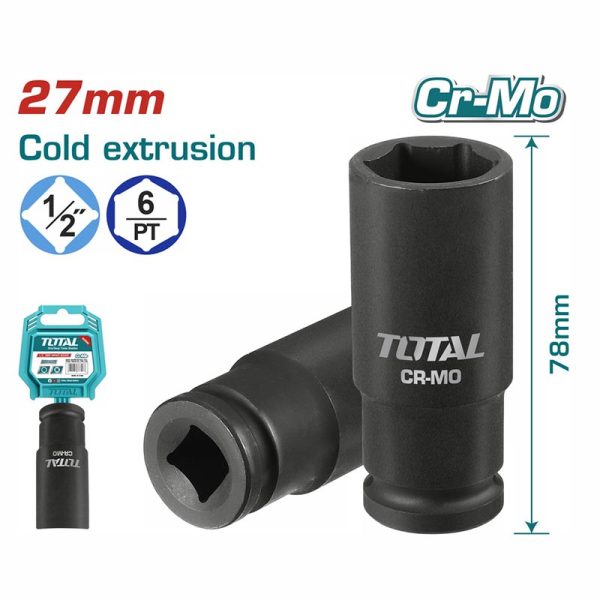 TOTAL ΕΠΑΓΓ. ΚΑΡΥΔΑΚΙ ΑΕΡΟΣ ΜΑΥΡO ΕΞΑΓΩΝO ΜΑΚΡΙ 1/2″ – 27mm (THDIS12271L)