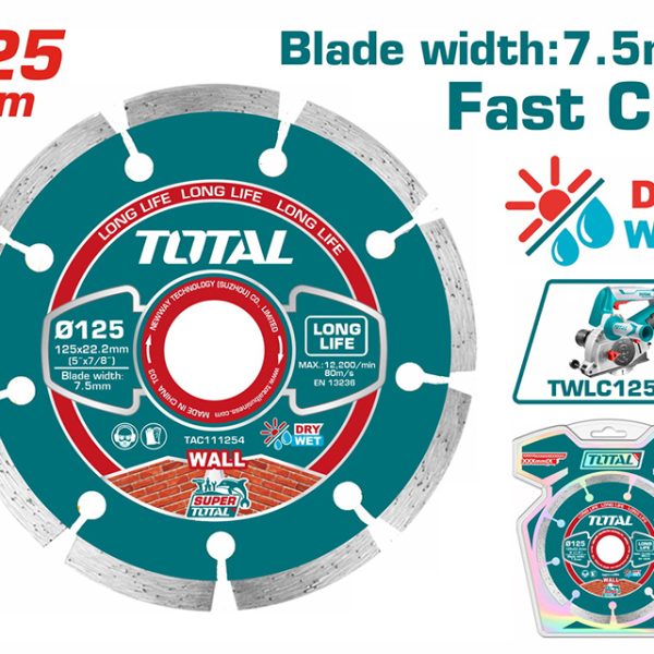 TOTAL ΕΠΑΓΓ. ΑΝΤΑΛΛΑΚΤΙΚΟΣ ΔΙΑΜΑΝΤΟΔΙΣΚΟΣ Φ-125mm X 22.2mm ΓΙΑ TWLC1256 (TAC111254)