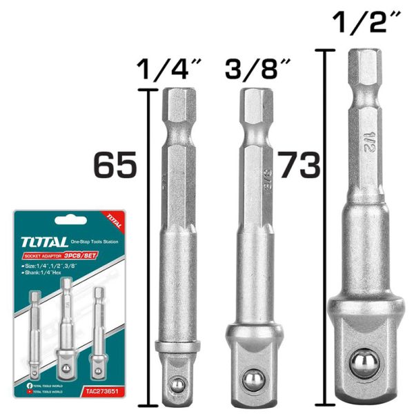 TOTAL ΣΕΤ ΑΝΤΑΠΤΟΡΕΣ 1/4″ – 3/8″ – 1/2″ 3ΤΕΜ (TAC273651)