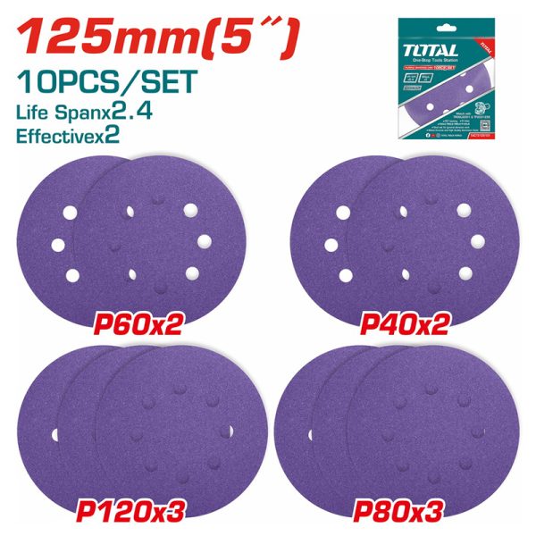 TOTAL ΣΕΤ ΓΥΑΛΟΧΑΡΤΑ 125mm 10ΤΕΜ ΓΙΑ TROSLI2001 / TF2031256 (TAC73125101)