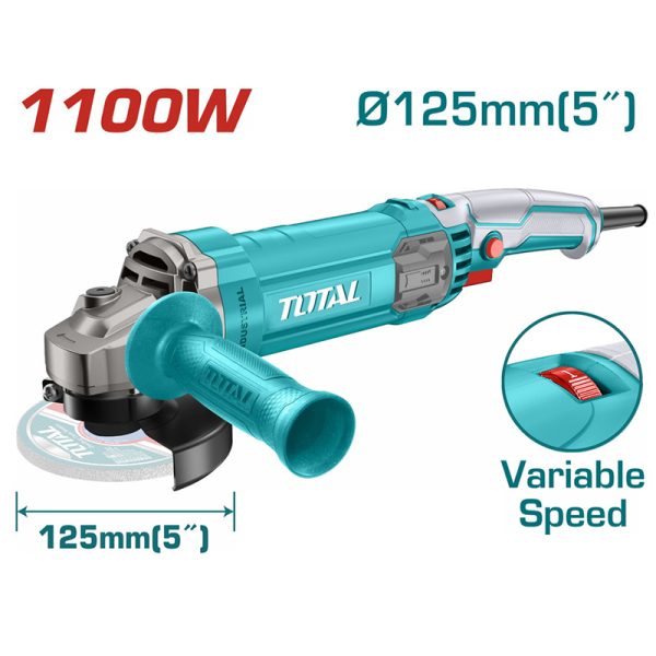 TOTAL ΕΠΑΓΓ. ΓΩΝΙΑΚΟΣ ΛΕΙΑΝΤΗΡΑΣ 1.100W – 125mm ΗΛΕΚΤΡΟΝΙΚΟΣ (TG110125565)