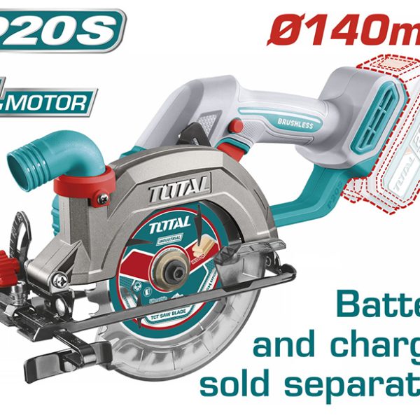 TOTAL ΕΠΑΓΓ. ΔΙΣΚΟΠΡΙΟΝΟ ΜΠΑΤ. Φ-140mm Li-ion 20V ΧΩΡΙΣ ΜΠΑΤΑΡΙΑ & ΦΟΡΤΙΣΤΗ (TSLI1402)